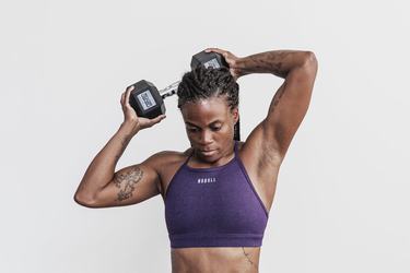 Nobull High-Neck Plush Heather Women's Sports Bras Dark Purple | Australia (XW2904)